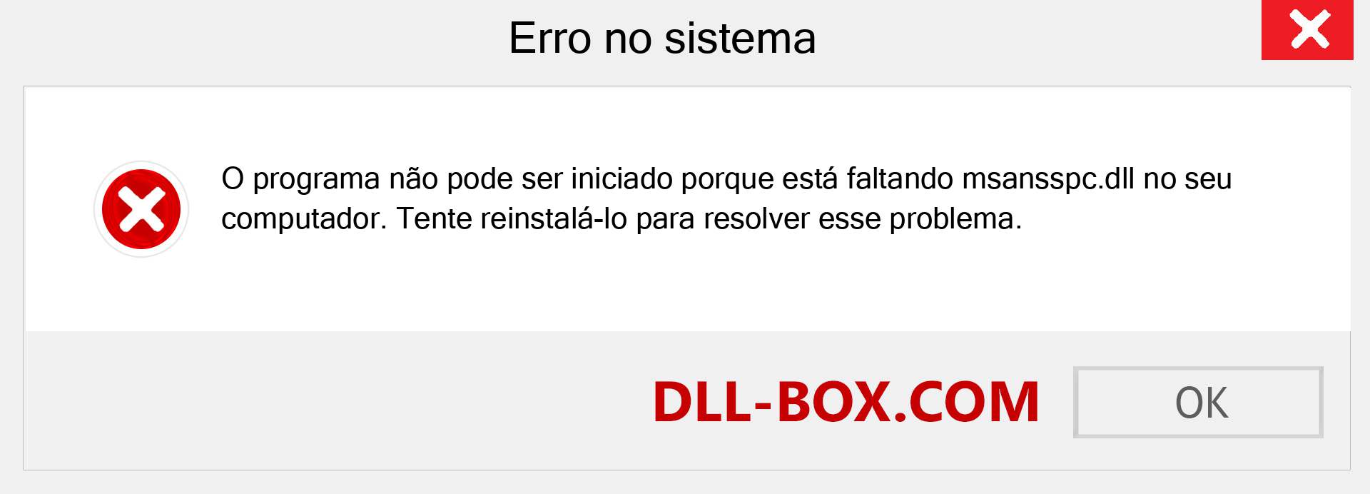 Arquivo msansspc.dll ausente ?. Download para Windows 7, 8, 10 - Correção de erro ausente msansspc dll no Windows, fotos, imagens